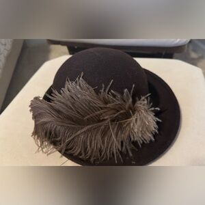 Elegant Brown Feathered Hat